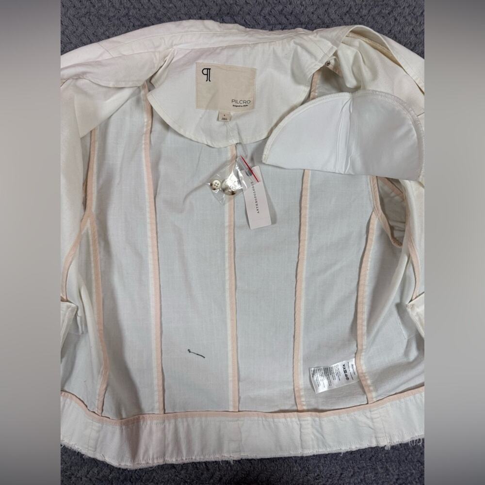 Anthropologie PILCRO Women’s FRAY HEM BLAZER Ivory Small - Picture 6 of 11